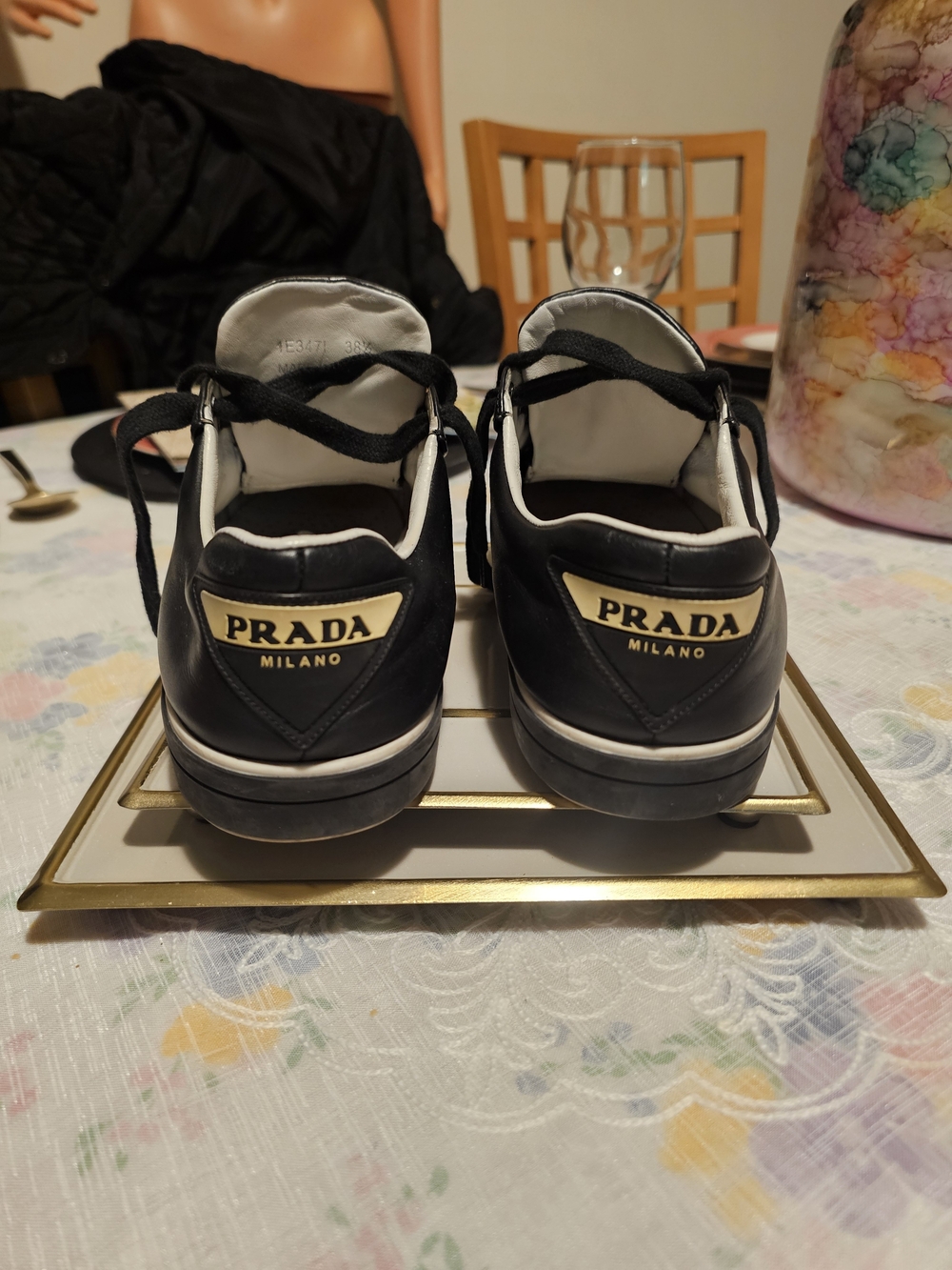 Prada Milano Kids Black Leather Sneakers
